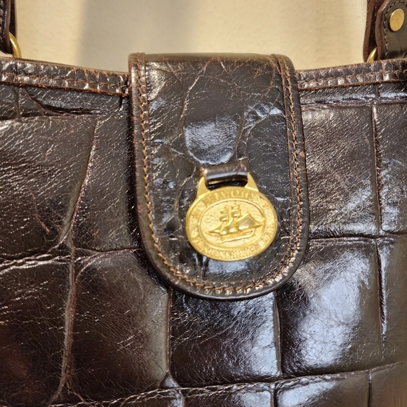 BRAHMIN Brown  Anywhere Melbourne croc embossed leather Shoulder  Tote Bag - Picture 4 of 16